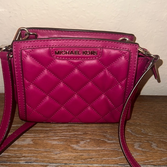 Michael Kors Bags Michael Kors Dark Pink Mini Crossbody Bag In
